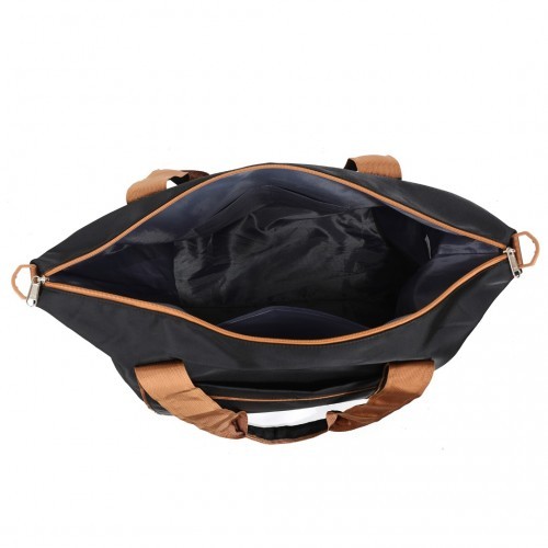 Kono Lightweight Waterproof Weekender Tote Bag - Foldable Cabin Flight Duffel, Ideal for Underseat Carry-On Travel - Black and Brown