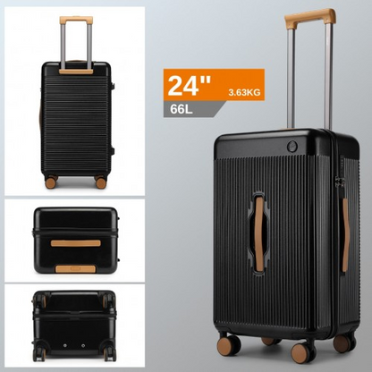 KSK2488 - Kono 24 Inch Premium Hard Shell Check-In Suitcase Durable ABS and PC with TSA Lock and Multi-Handle Design for Effortless Travel - Black And Brown