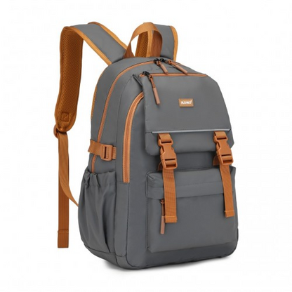 Kono PVC Coated Urban Water-Resistant Backpack with Reflective Safety Straps - Grey and Brown