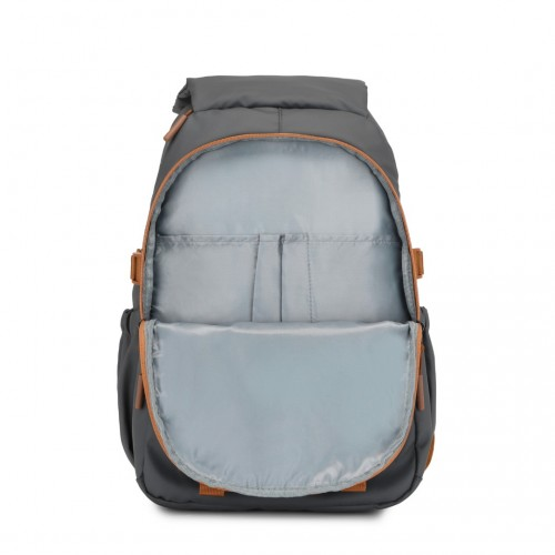 Kono PVC Coated Urban Water-Resistant Backpack with Reflective Safety Straps - Grey and Brown
