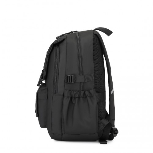 Kono Urban Water-Resistant Backpack with Reflective Safety Straps & Multi-Compartment Design - Black