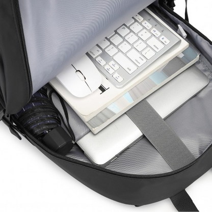 Kono Urban Water-Resistant Backpack with Reflective Safety Straps & Multi-Compartment Design - Black