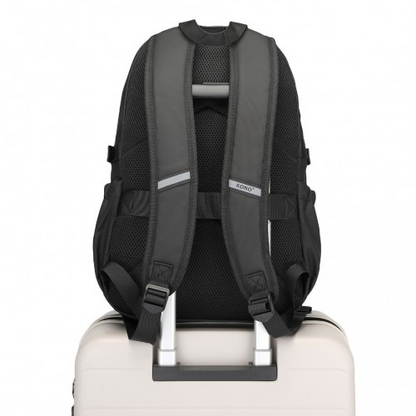 Kono Urban Water-Resistant Backpack with Reflective Safety Straps & Multi-Compartment Design - Black
