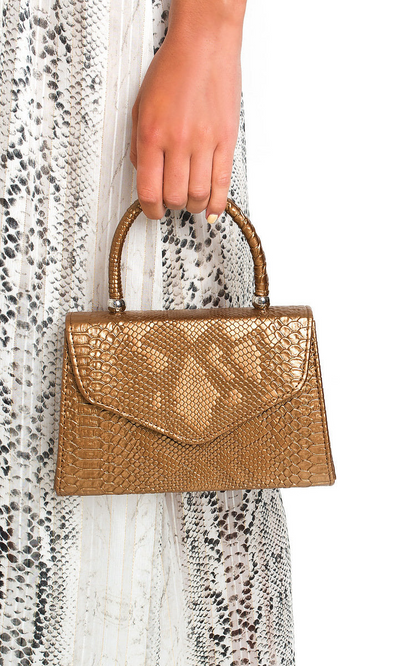 Elegant Croc Print Handbag - Stylish Nude Faux Leather Purse with Chain Strap