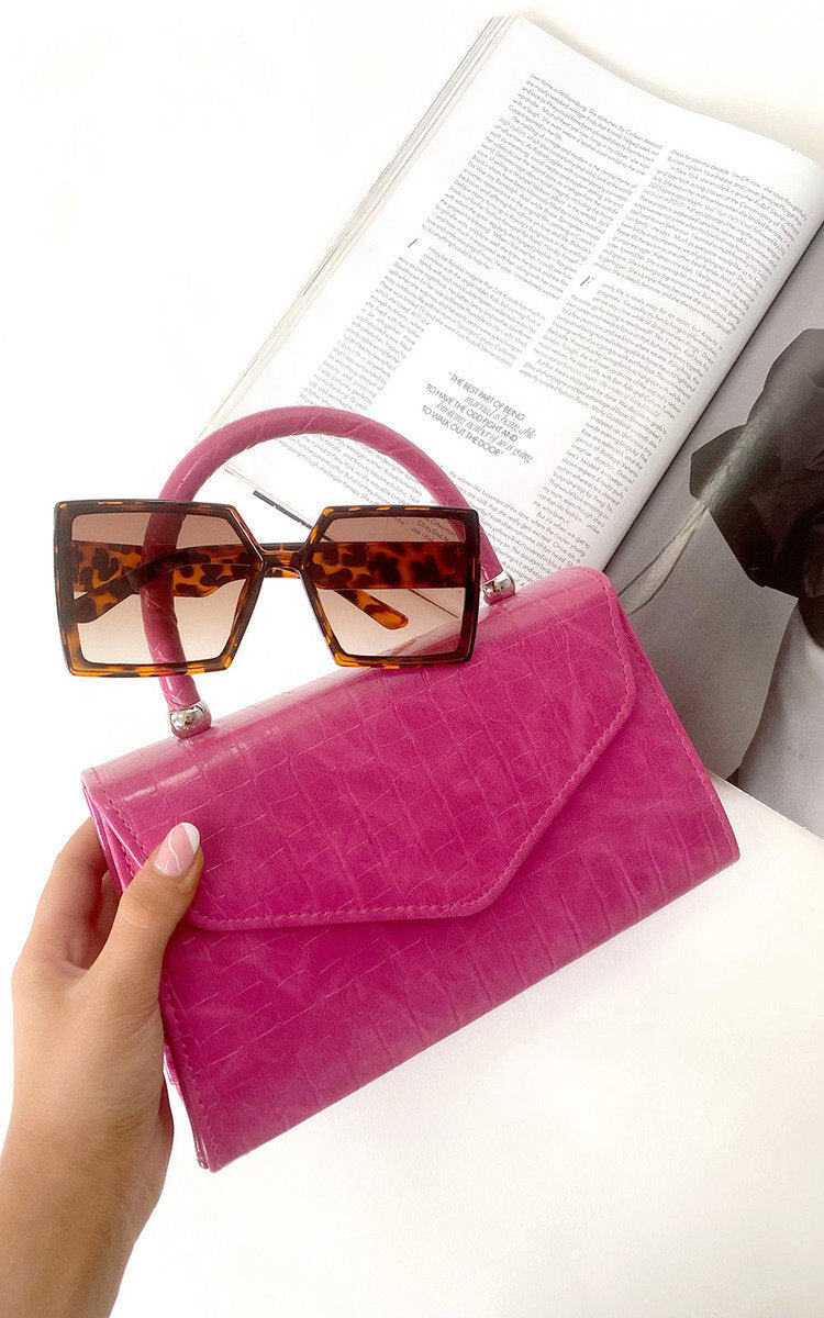 Stylish Green Croc Print Handbag - Faux Leather, Versatile Carry Options