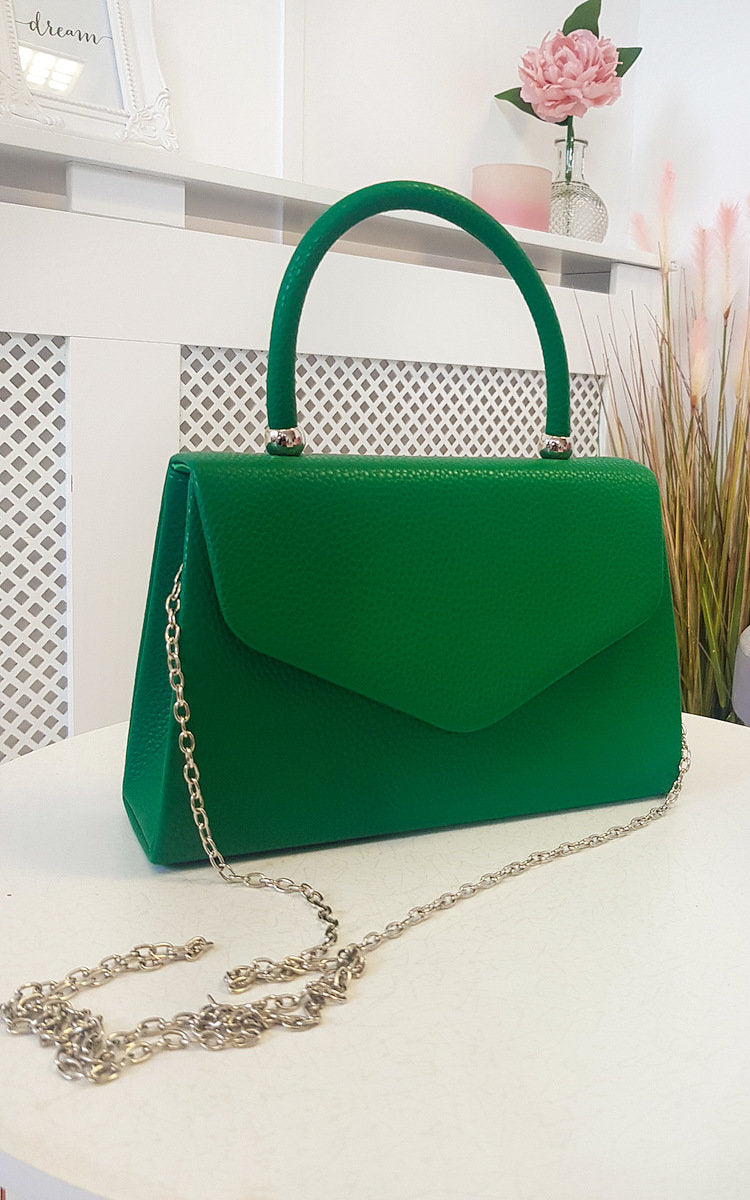 SELENA Faux Leather Handbag - Stylish Pink Designer Purse with Chain Strap