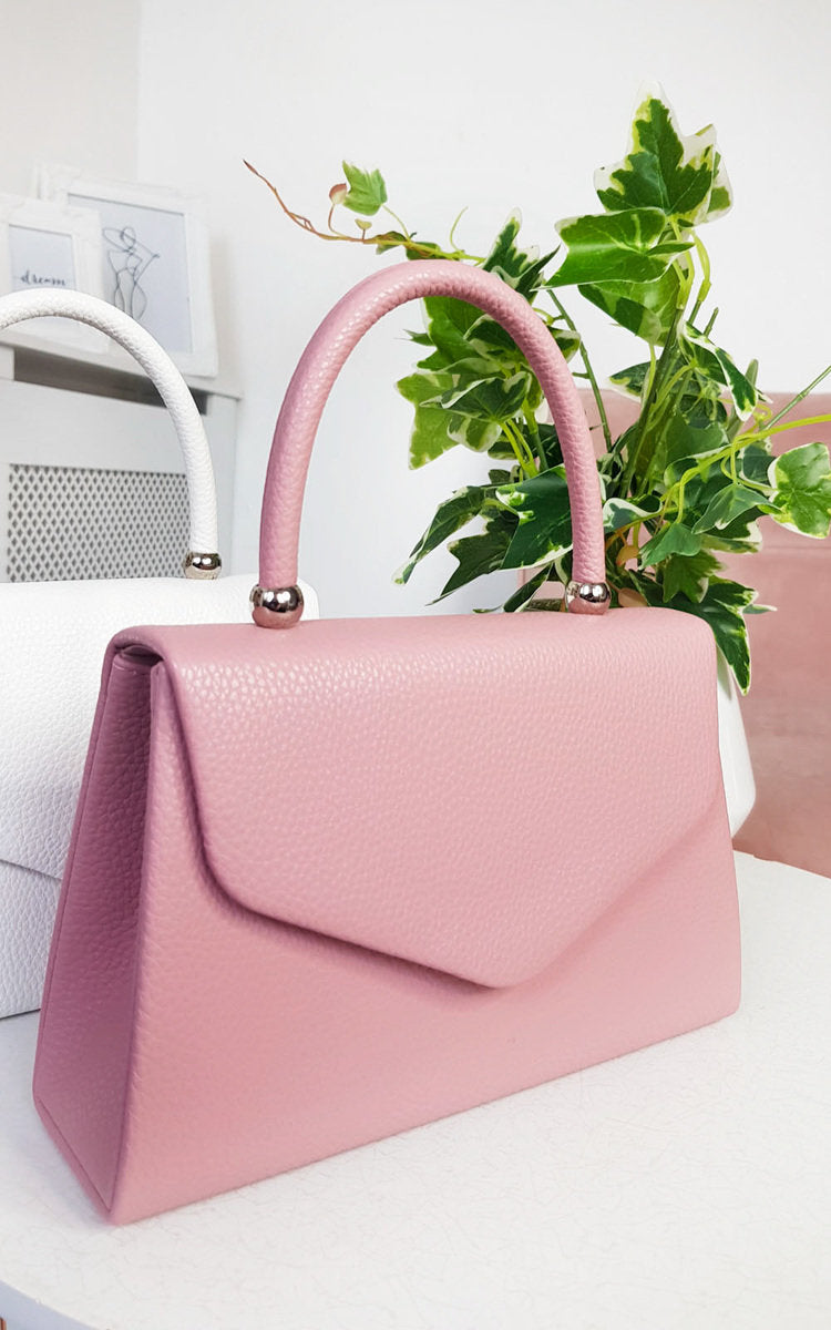 SELENA Faux Leather Handbag - Stylish Pink Designer Purse with Chain Strap