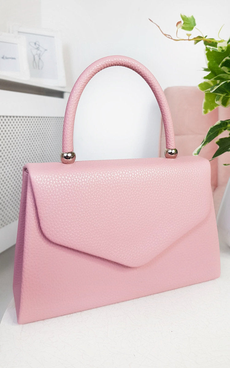 SELENA Faux Leather Handbag - Stylish Pink Designer Purse with Chain Strap