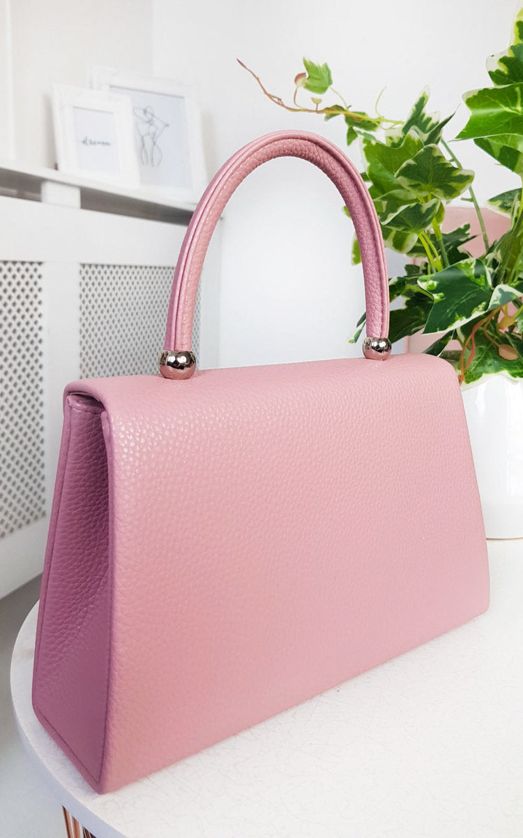 SELENA Faux Leather Handbag - Stylish Pink Designer Purse with Chain Strap