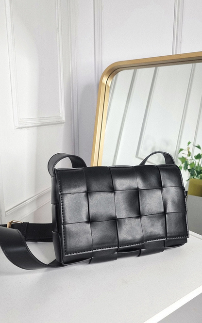 Elegant Faux Leather Woven Handbag - Stylish & Versatile | Taupe