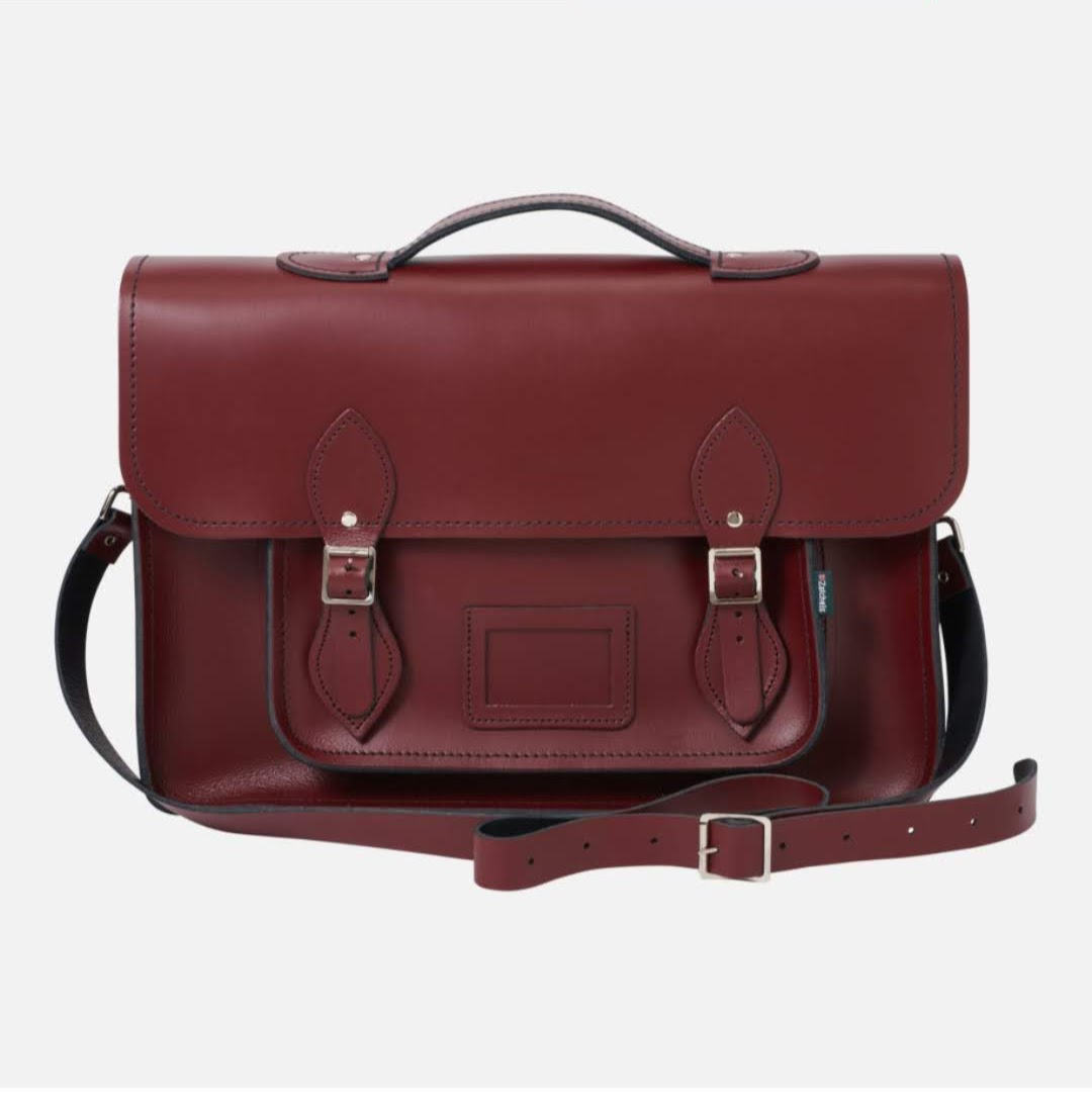 Leather Satchel Backpack - Marsala Red | Handmade in England