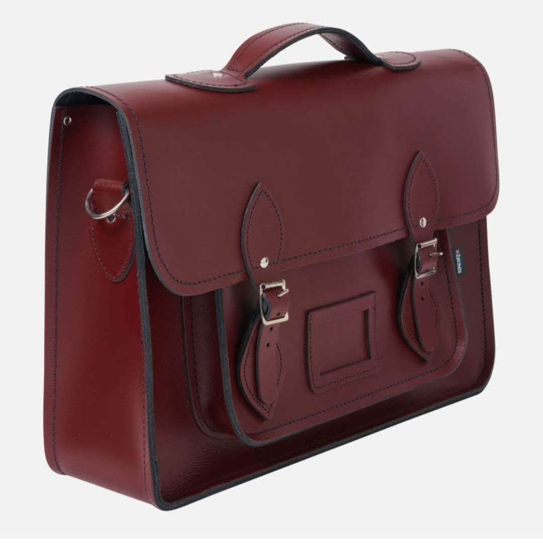 Leather Satchel Backpack - Marsala Red | Handmade in England