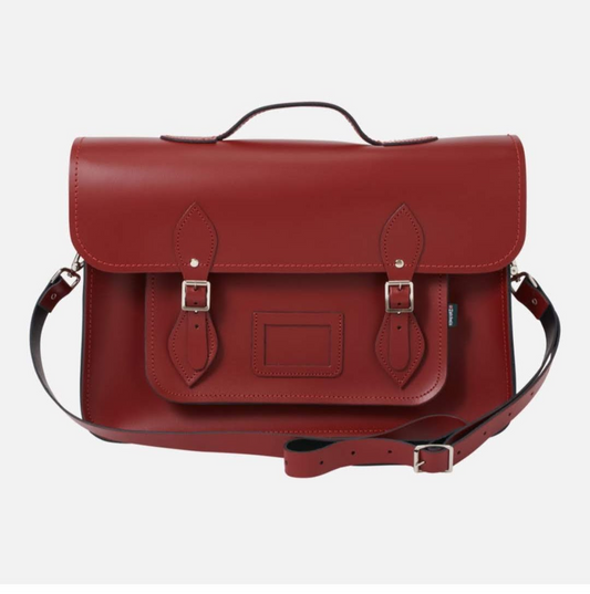 Elegant Leather Backpack Satchel - Oxblood Red | Handmade in England