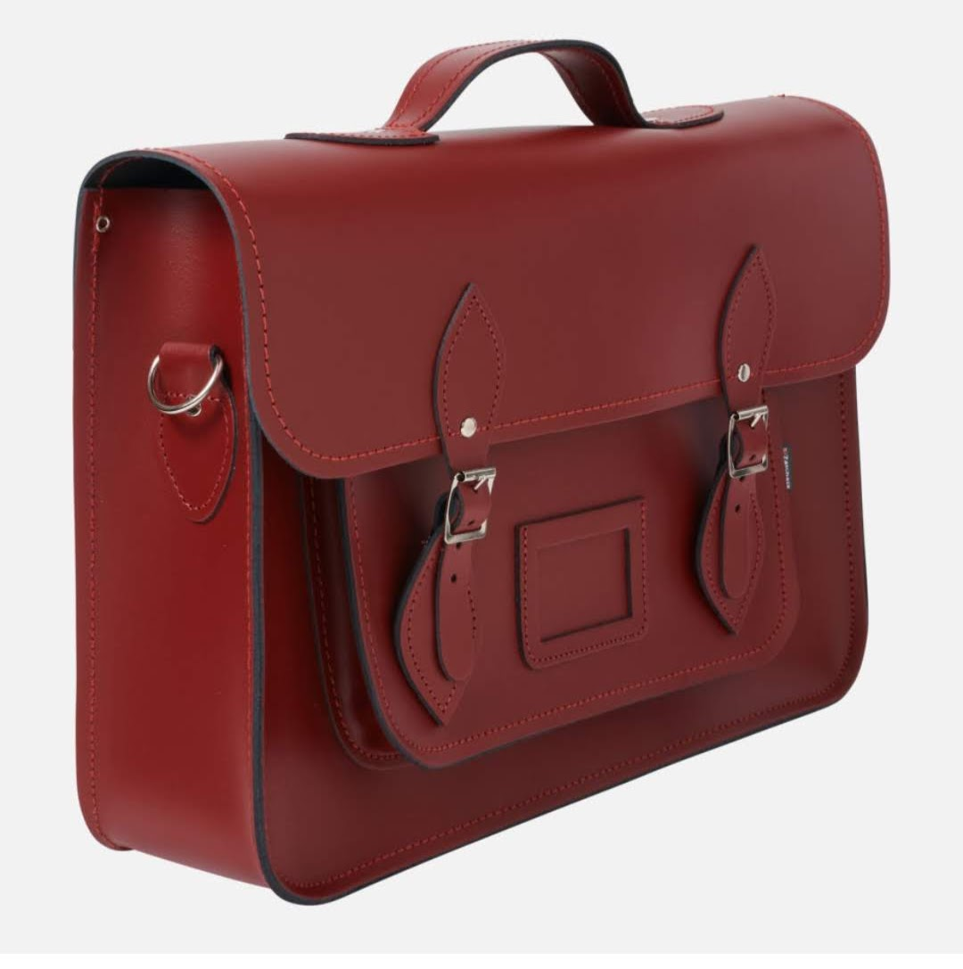 Elegant Leather Backpack Satchel - Oxblood Red | Handmade in England