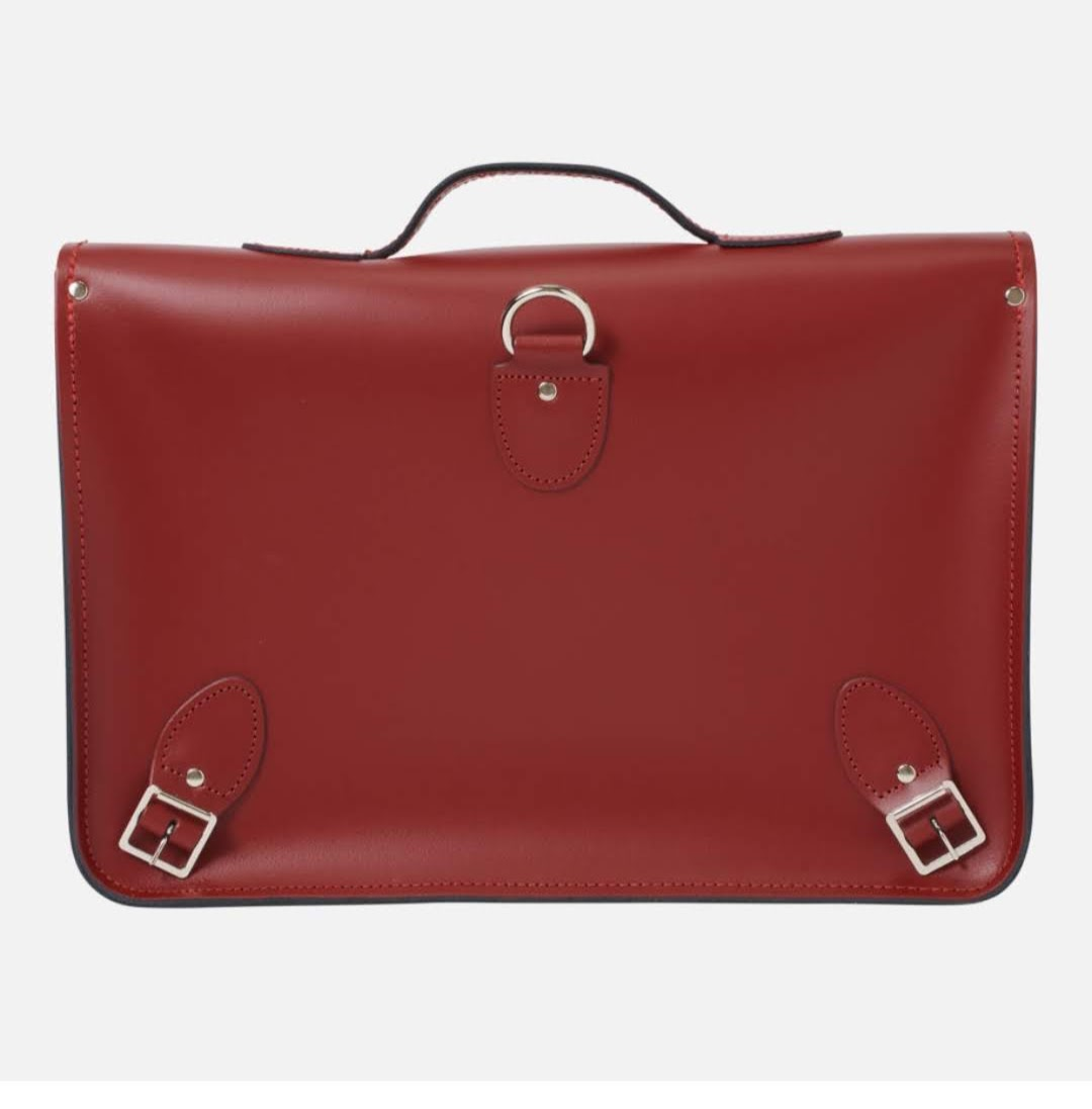 Elegant Leather Backpack Satchel - Oxblood Red | Handmade in England