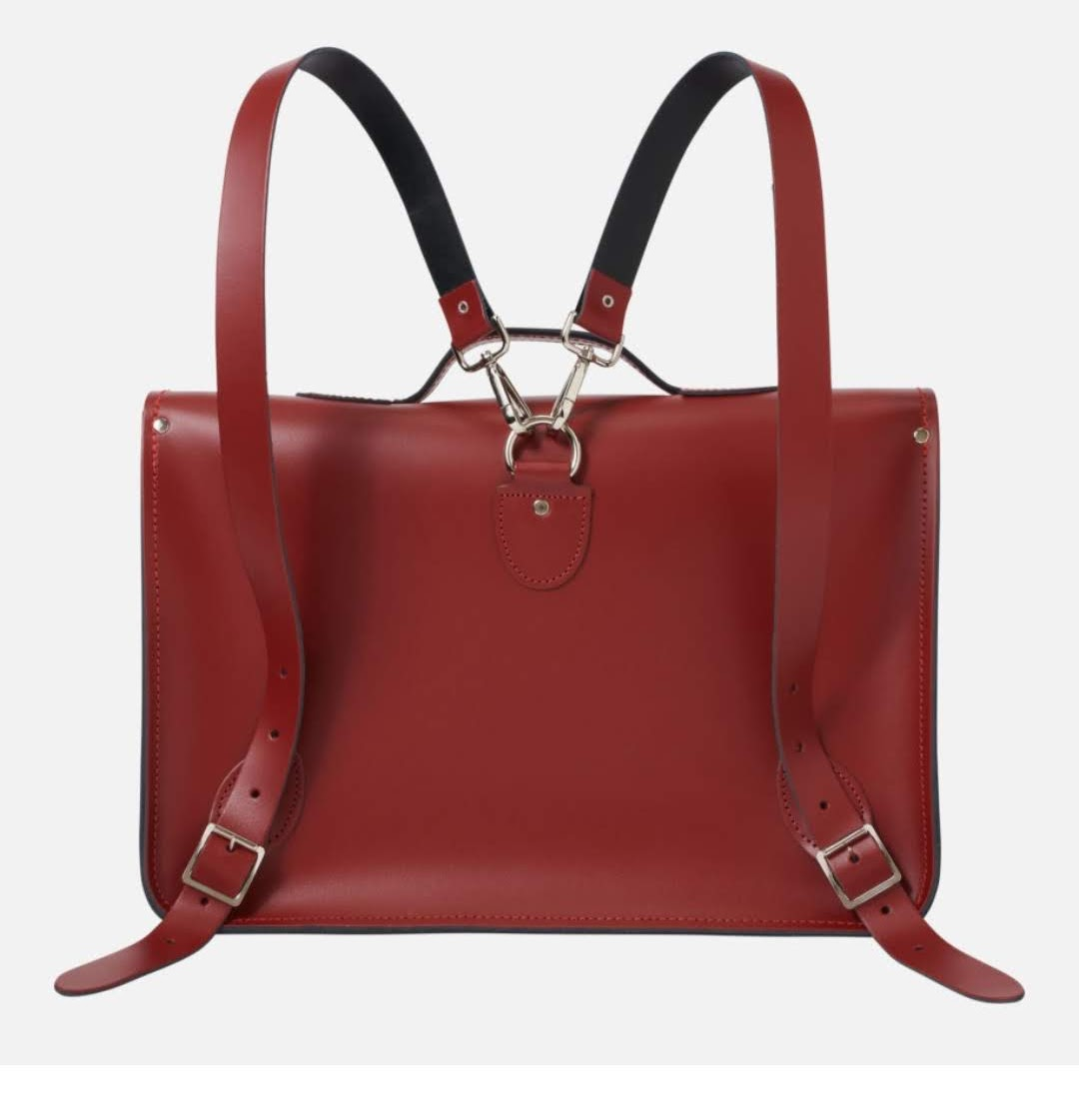 Elegant Leather Backpack Satchel - Oxblood Red | Handmade in England