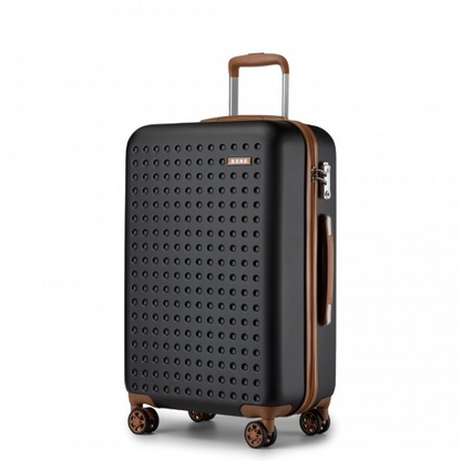 Kono Stylish 24-Inch Polka Dot Hard Shell Suitcase with TSA Lock - Black and Brown