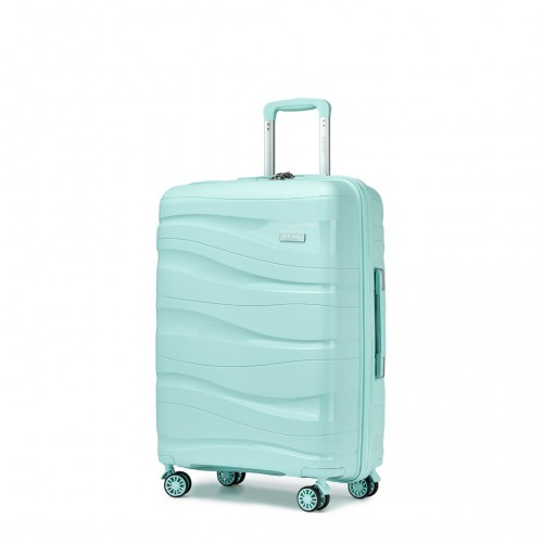 K2094L - Kono Lightweight Polypropylene Hard Shell 3 Piece Suitcase Set With TSA Lock - Mint Green