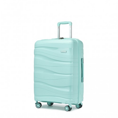 K2094L - Kono Lightweight Polypropylene Hard Shell 3 Piece Suitcase Set With TSA Lock - Mint Green