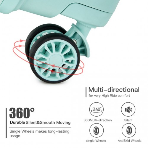 K2094L - Kono Lightweight Polypropylene Hard Shell 3 Piece Suitcase Set With TSA Lock - Mint Green