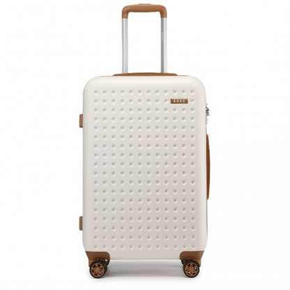 KSK2486 - Kono Stylish ABS+PC 28 Inch Polka Dot Hard Shell Suitcase With TSA Lock - Cream And Brown