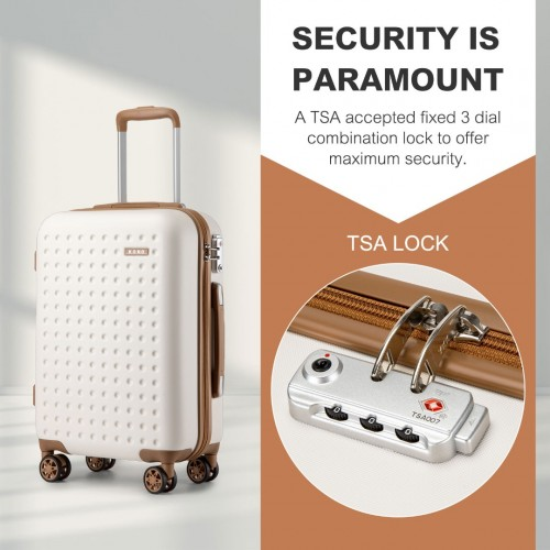 KSK2486 - Kono Stylish ABS+PC 28 Inch Polka Dot Hard Shell Suitcase With TSA Lock - Cream And Brown