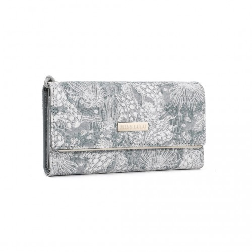 Miss Lulu Elegant Women's Long Purse with Detachable Wrist Strap and Multi-Card Organizer - Grey