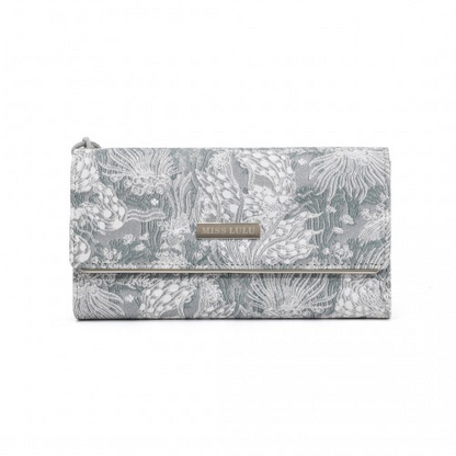 Miss Lulu Elegant Women's Long Purse with Detachable Wrist Strap and Multi-Card Organizer - Grey