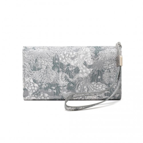 Miss Lulu Elegant Women's Long Purse with Detachable Wrist Strap and Multi-Card Organizer - Grey