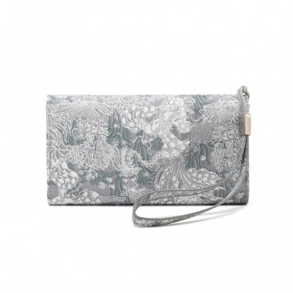 Miss Lulu Elegant Women's Long Purse with Detachable Wrist Strap and Multi-Card Organizer - Grey