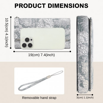 Miss Lulu Elegant Women's Long Purse with Detachable Wrist Strap and Multi-Card Organizer - Grey