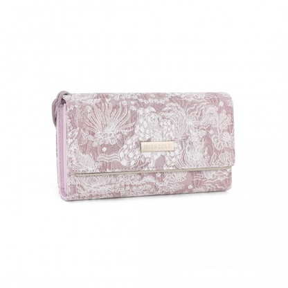 Miss Lulu Elegant Women's Long Purse with Detachable Wrist Strap and Multi-Card Organizer - Pink