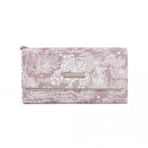 Miss Lulu Elegant Women's Long Purse with Detachable Wrist Strap and Multi-Card Organizer - Pink