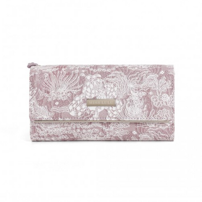 Miss Lulu Elegant Women's Long Purse with Detachable Wrist Strap and Multi-Card Organizer - Pink