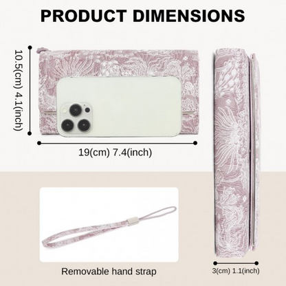 Miss Lulu Elegant Women's Long Purse with Detachable Wrist Strap and Multi-Card Organizer - Pink