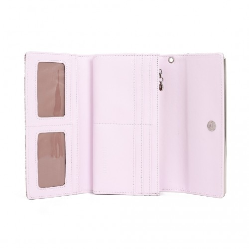 Miss Lulu Elegant Women's Long Purse with Detachable Wrist Strap and Multi-Card Organizer - Pink