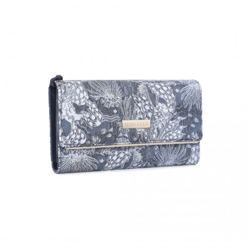 Miss Lulu Elegant Women's Long Purse with Detachable Wrist Strap And Multi-Card Organizer - Navy