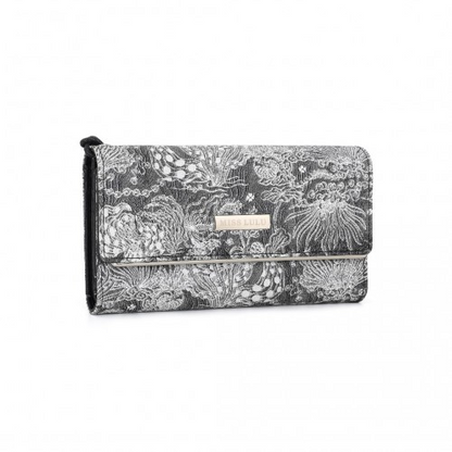 Miss Lulu Elegant Women's Long Purse with Detachable Wrist Strap and Multi-Card Organizer - Black