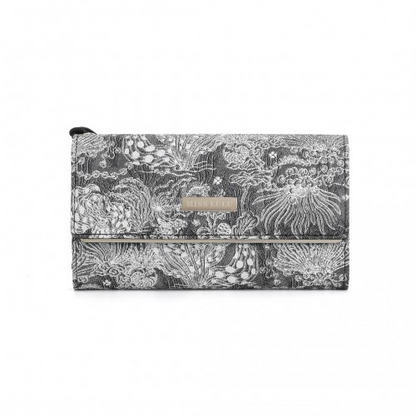Miss Lulu Elegant Women's Long Purse with Detachable Wrist Strap and Multi-Card Organizer - Black