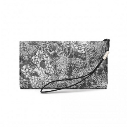 Miss Lulu Elegant Women's Long Purse with Detachable Wrist Strap and Multi-Card Organizer - Black
