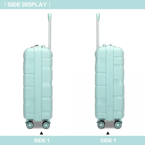 Kono 20 Inch Lightweight Polypropylene Hard Shell Suitcase with TSA Lock - Mint Green