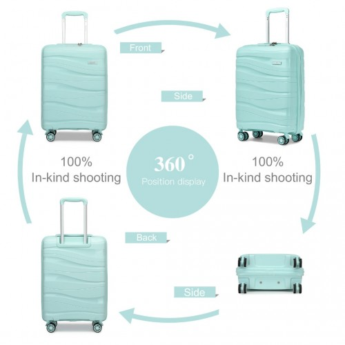 Kono 20 Inch Lightweight Polypropylene Hard Shell Suitcase with TSA Lock - Mint Green