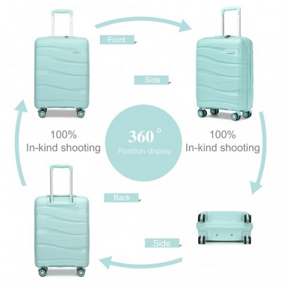 Kono 20 Inch Lightweight Polypropylene Hard Shell Suitcase with TSA Lock - Mint Green