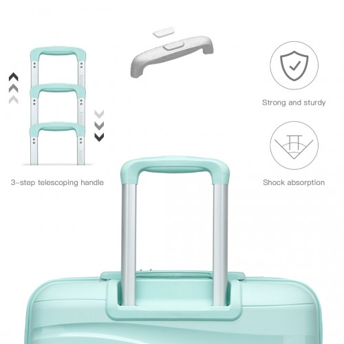 Kono 20 Inch Lightweight Polypropylene Hard Shell Suitcase with TSA Lock - Mint Green