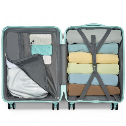 Kono 20 Inch Lightweight Polypropylene Hard Shell Suitcase with TSA Lock - Mint Green