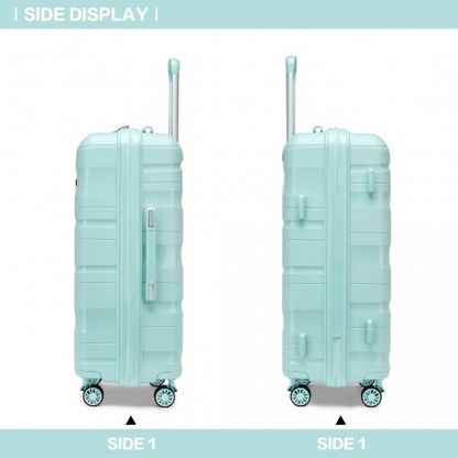 Kono 24 Inch Lightweight Polypropylene Hard Shell Suitcase with TSA Lock - Mint Green