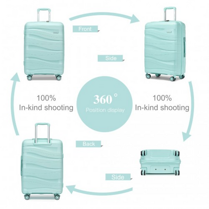 Kono 24 Inch Lightweight Polypropylene Hard Shell Suitcase with TSA Lock - Mint Green