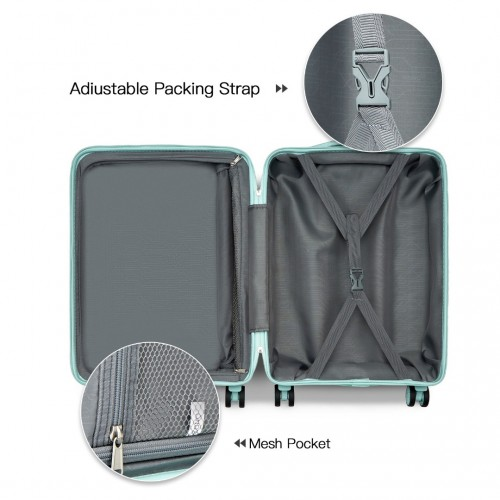 Kono 24 Inch Lightweight Polypropylene Hard Shell Suitcase with TSA Lock - Mint Green
