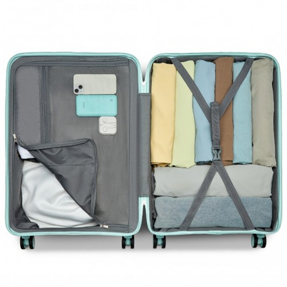 Kono 24 Inch Lightweight Polypropylene Hard Shell Suitcase with TSA Lock - Mint Green