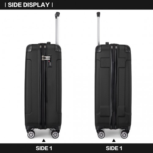 Kono 19 Inch ABS Lightweight Compact Hard Shell Cabin Suitcase - Black Travel Carry-On Luggage